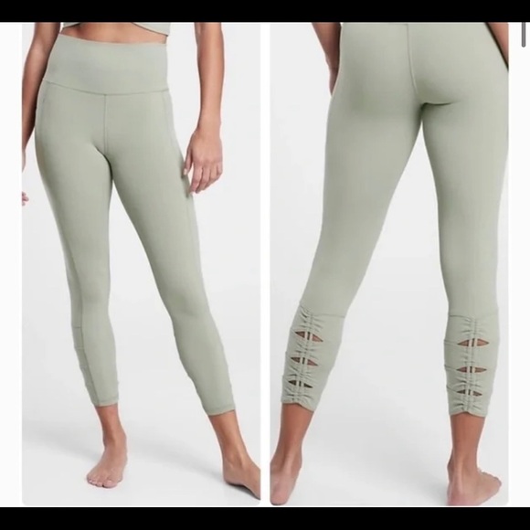 Athleta Salutation Stash Pocket II Cinch 7/8 Tight in Sage Sz M Style 599729 - Picture 1 of 9